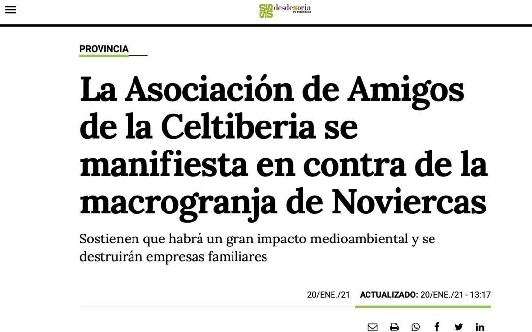 La Asociación de Amigos de la Celtiberia se manifiesta en contra de la macrogranja de Noviercas